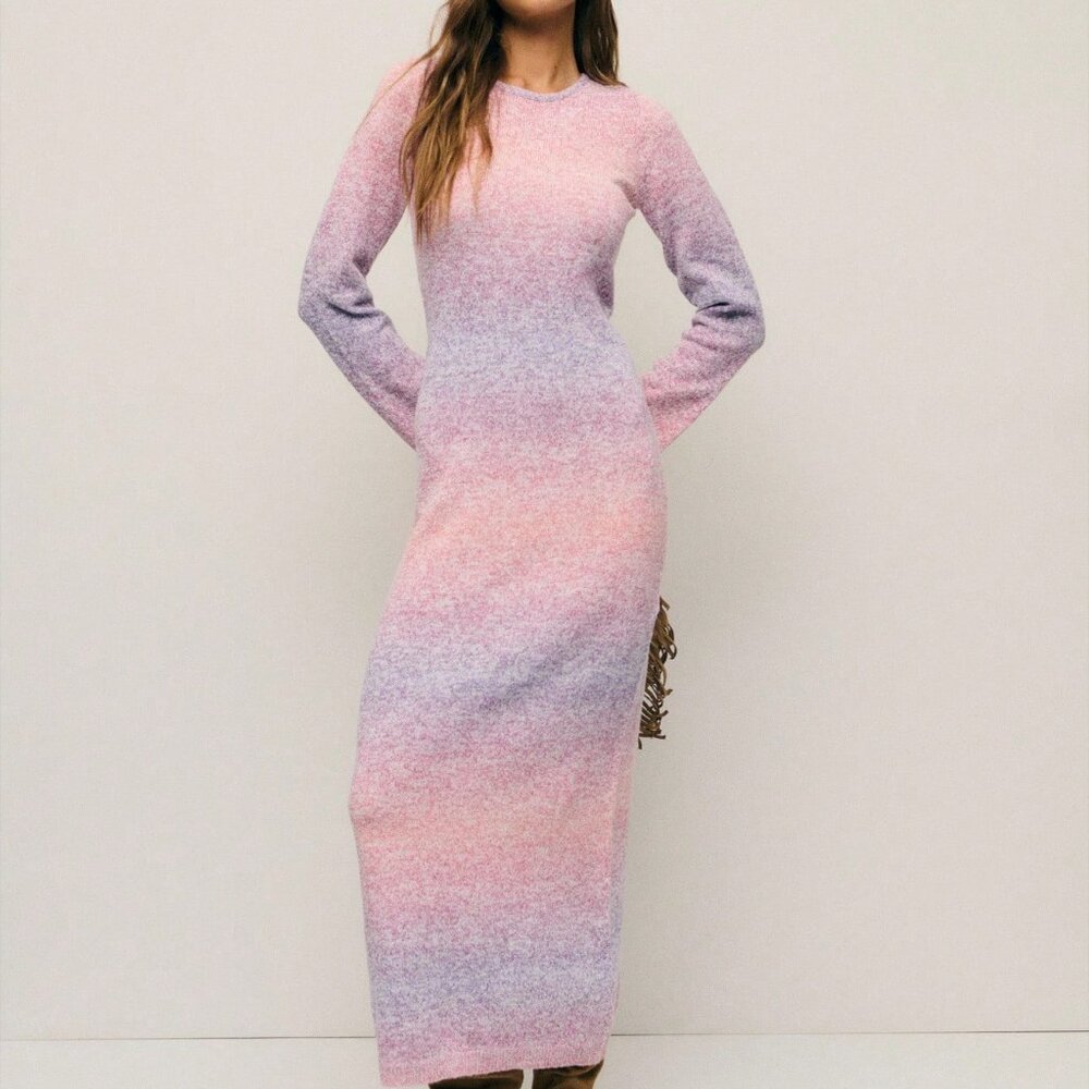 Pink Elegant Women's Gradient Ombre Maxi Dress - Picture 6 of 14